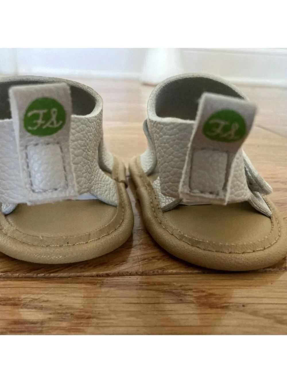 First Steps Baby Faux Leather Sandals With Soft Sole White & Beige Lightweight &